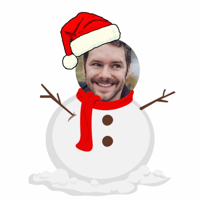 Gepersonaliseerde Christmas Funny Face Foto Sleute Fotobeeldje Sleutelhanger (Voorkant)