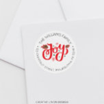 Gepersonaliseerde Christmas Joy Return-adreslabel Ronde Sticker<br><div class="desc">Verspreid wat vakantiejuichen met dit feestelijke kerstontwerp. Gebruik het jaar na jaar!</div>