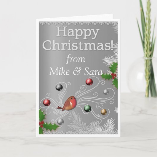 Gepersonaliseerde Christmas Kaart Silver (Voorkant)