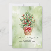 Gepersonaliseerde Christmas Kaart Tree Red Berries (Voorkant)