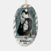 Gepersonaliseerde Christmas Silv Glitter FOTO Orna Keramisch Ornament (Rechts)