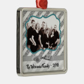 Gepersonaliseerde Christmas Silv Glitter FOTO Orna Metalen Ornament (Rechts)