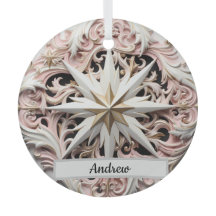 Gepersonaliseerde Christmas Star Ornament met roze
