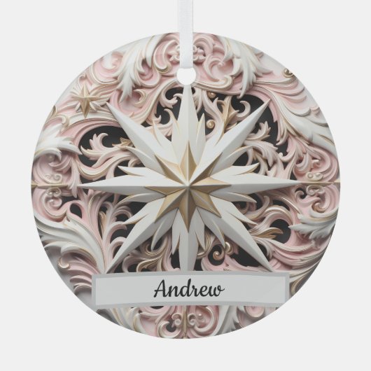 Gepersonaliseerde Christmas Star Ornament met roze (Voorkant)