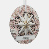 Gepersonaliseerde Christmas Star Ornament met roze (Voorkant Rechts)