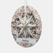 Gepersonaliseerde Christmas Star Ornament met roze (Voorkant links)