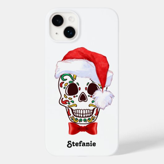 Gepersonaliseerde Christmas Sugar Skull Pet Case-Mate iPhone Case (Achterkant)