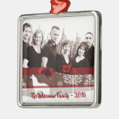 Gepersonaliseerde Christmas Wood Wolf FOTO Ornamen Metalen Ornament (Links)