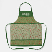 Gepersonaliseerde Christmas Woodlands Green Schort (Voorkant)
