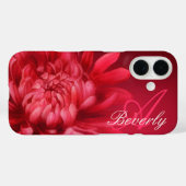 Gepersonaliseerde Chrysanthemum rode iPhone case (Achterkant (horizontaal))