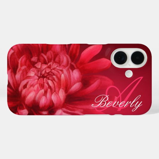 Gepersonaliseerde Chrysanthemum rode iPhone case (Achterkant (horizontaal))