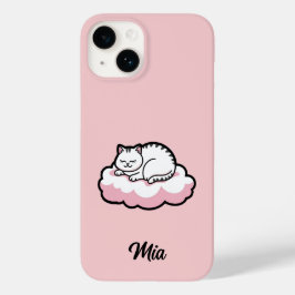 Gepersonaliseerde Chubby Cat Curling Up – Schattig Case-Mate iPhone 14 Hoesje