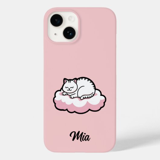 Gepersonaliseerde Chubby Cat Curling Up – Schattig Case-Mate iPhone Case (Achterkant)