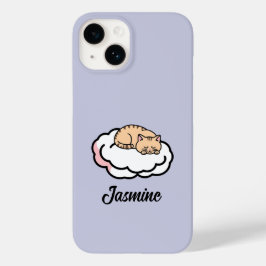 Gepersonaliseerde Chubby Cat Curling Up – Schattig Case-Mate iPhone 14 Hoesje