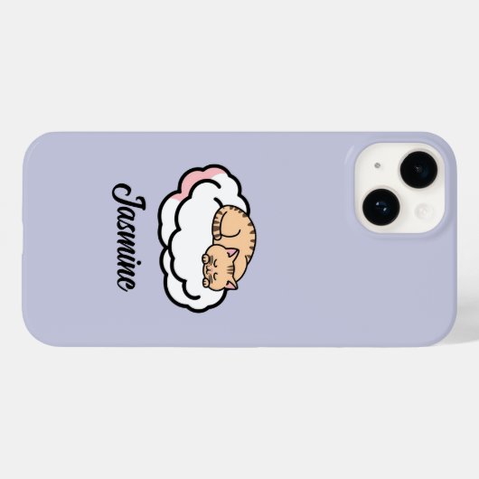 Gepersonaliseerde Chubby Cat Curling Up – Schattig Case-Mate iPhone Case (Achterkant (horizontaal))