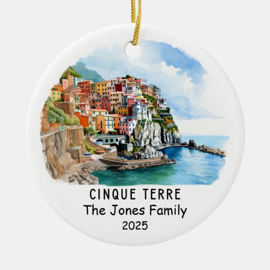 Gepersonaliseerde Cinque Terre Ornament, Italië Keramisch Ornament (Voorkant)