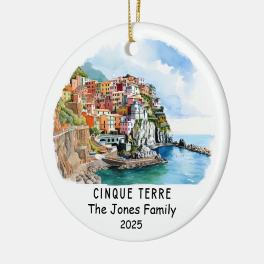 Gepersonaliseerde Cinque Terre Ornament, Italië Keramisch Ornament (Links)