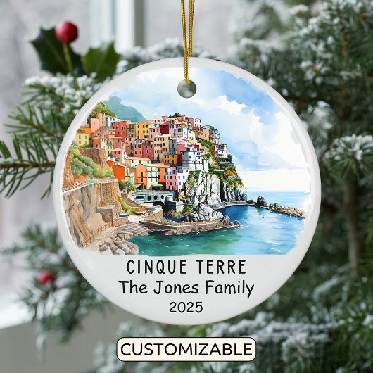 Gepersonaliseerde Cinque Terre Ornament, Italië Keramisch Ornament