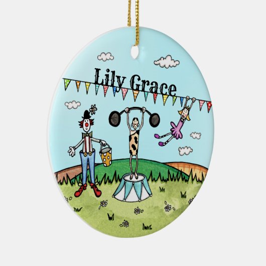 Gepersonaliseerde Circus Birth Hanging Ceramic Orn Keramisch Ornament (Rechts)