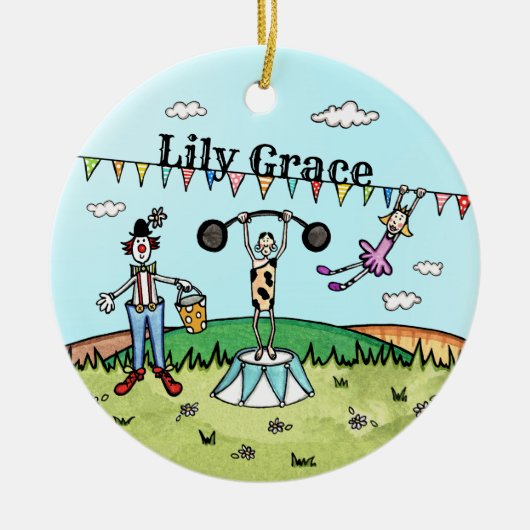 Gepersonaliseerde Circus Birth Hanging Ceramic Orn Keramisch Ornament (Voorkant)