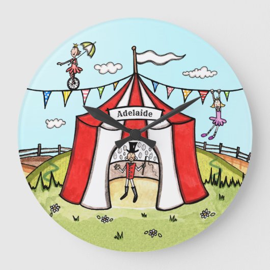 Gepersonaliseerde Circus Children's Acrylklok Grote Klok (Voorkant)