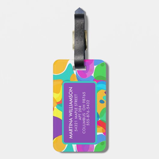 Gepersonaliseerde Circus Kleuren Abstract Kunstpat Bagagelabel (Achterkant verticaal)