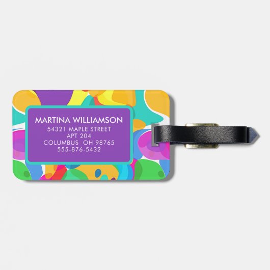 Gepersonaliseerde Circus Kleuren Abstract Kunstpat Bagagelabel (Achterkant horizontaal)