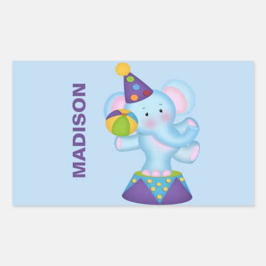 Gepersonaliseerde Circus Olifant Stickers (Voorkant)