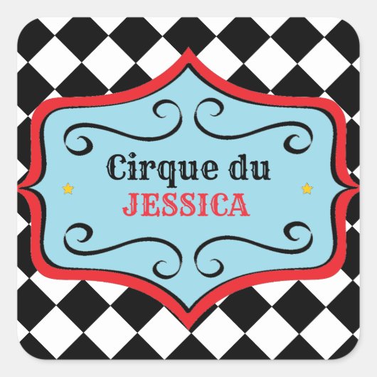 Gepersonaliseerde  Circus Party Stickers (Voorkant)