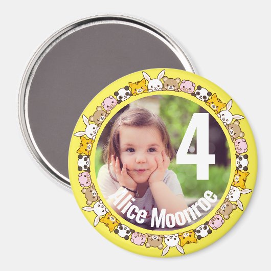 Gepersonaliseerde Cirkel Magnet Birthday (Voorkant / Achterkant)