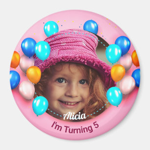 Gepersonaliseerde Cirkel Magnet Happy Birthday