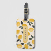 Gepersonaliseerde  citroenen met groene bladeren bagagelabel (Voorkant (verticaal))