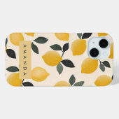 Gepersonaliseerde  citroenen met groene bladeren Case-Mate iPhone case (Achterkant (horizontaal))