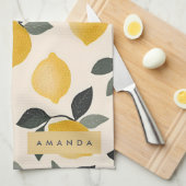 Gepersonaliseerde  citroenen met groene bladeren theedoek (Quarter Fold)