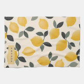 Gepersonaliseerde  citroenen met groene bladeren theedoek (Horizontaal)