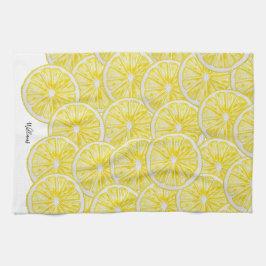 Gepersonaliseerde citroenschijfjes Waterverf Theedoek