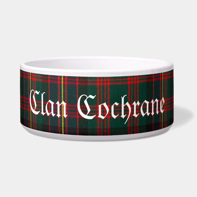 Gepersonaliseerde Clan Cochrane Tartan Voerbakje (Voorkant)