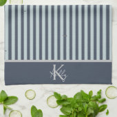 Gepersonaliseerde Classic Blues Gestreepte Keukenh Theedoek (Gevouwen)
