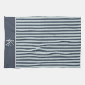 Gepersonaliseerde Classic Blues Gestreepte Keukenh Theedoek (Horizontaal)