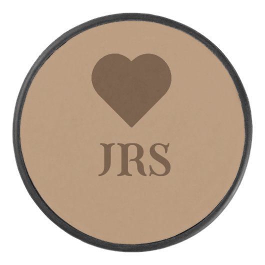 Gepersonaliseerde Classic Elegant Initialen Bruin Hockey Puck (Voorkant)