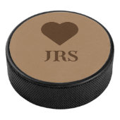 Gepersonaliseerde Classic Elegant Initialen Bruin Hockey Puck (3/4)
