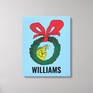 Gepersonaliseerde Classic Grinch   Kerstkrans Canvas Afdruk