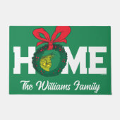 Gepersonaliseerde Classic Grinch | Kerstkrans Deurmat (Voorkant)