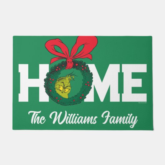 Gepersonaliseerde Classic Grinch | Kerstkrans Deurmat (Voorkant)
