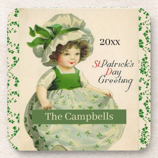 Gepersonaliseerde Classic St. Patrick's Day Bier Onderzetter (Voorkant)