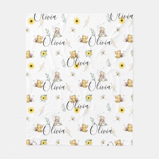 GEPERSONALISEERDE CLASSIC WINNIE BEER BABY DEKEN C (Voorkant)