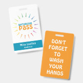 Gepersonaliseerde Classroom Badkamer Pass Docenten Badge (Voor- en achterkant)