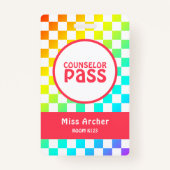 Gepersonaliseerde Classroom Counselor Hall Pass-le Badge (Voorkant)
