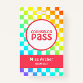 Gepersonaliseerde Classroom Counselor Hall Pass-le Badge (Achterkant)