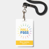 Gepersonaliseerde Classroom Hall Pass voor leraren Badge (Voorzijde met lanyard)